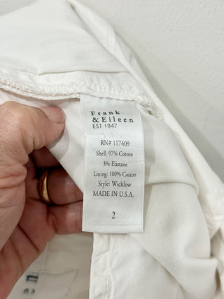 Frank & Eileen Wicklow Italian Performance Twill Crop Chino Pants White Womens 2