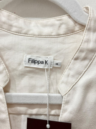 Filippa K Lyocell Cotton 3/4 Sleeve V-Neck Oversized Mini Dress White Womens XS