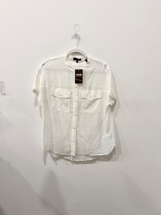 Theory 100% cotton semi sheer blouse top, S