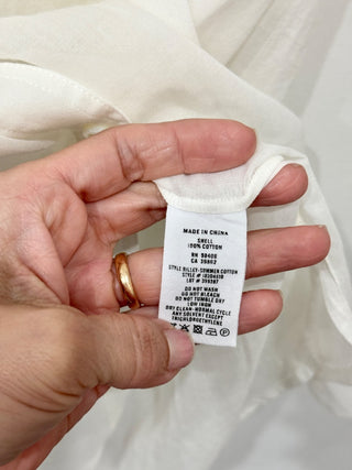 Theory 100% cotton semi sheer blouse top, S