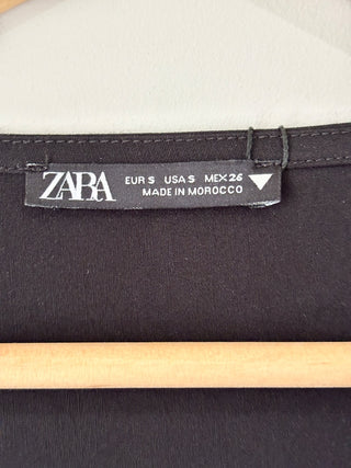 Zara black cotton long sleeve mini dress NWT, S