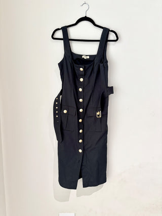 L'Agence black gold buttons sleeveless midi dress, 4