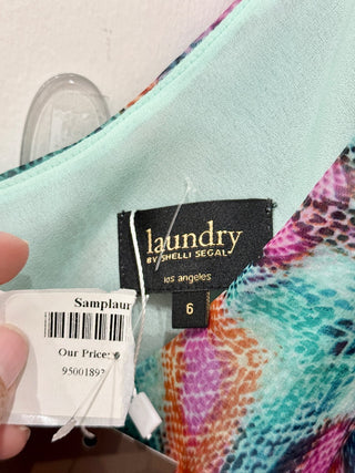 NWT Laundry By Shelli Segal One Shoulder High Low A-Line Dress Green/Purple 6