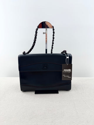 Chanel vintage leather flap shoulder bag "so black"