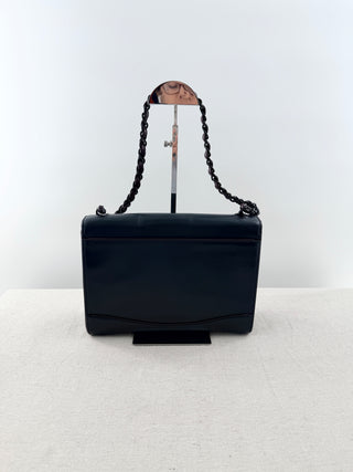 Chanel vintage leather flap shoulder bag "so black"