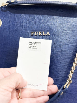 Furla leather shoulder handbag with chain detail