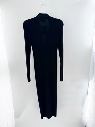 Alice + Olivia Alcina Long Sleeve Button Down Midi Polo Dress Black Women's M