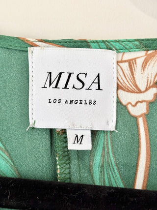 MISA green floral wrap maxi dress, M