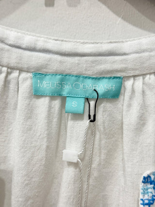 Melissa Odabash Embroidered Cover Up Kaftan Dress White/Blue Women's Size Small