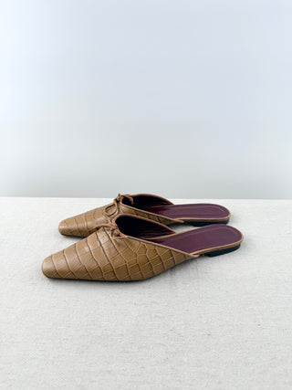 Staud croc embossed leather mules, 42