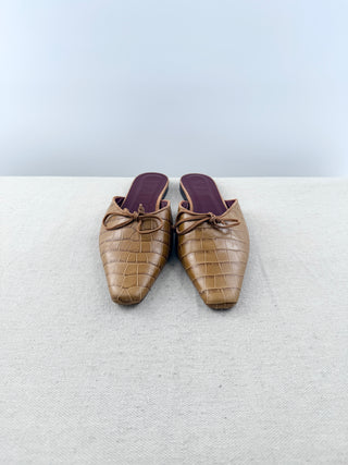 Staud croc embossed leather mules, 42