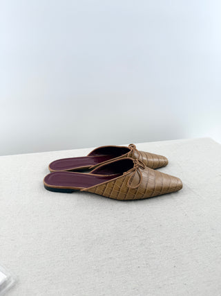 Staud croc embossed leather mules, 42