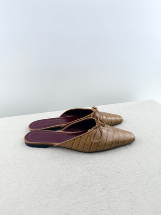 Staud croc embossed leather mules, 42