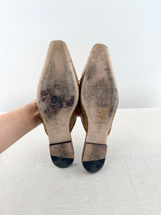Staud croc embossed leather mules, 42