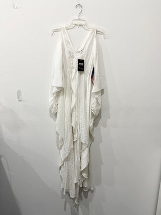 Elsa Cohen Embellished Sequins Cold Shoulder Cover-Up Maxi Dress White Women's M