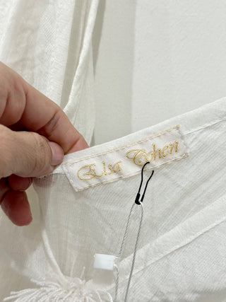 Elsa Cohen Embellished Sequins Cold Shoulder Cover-Up Maxi Dress White Women's M