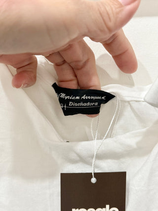 NWT Myriam Arroyave Asymmetric Sleeve Semi Sheer Cover-Up Midi Dress White S/M