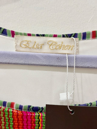 Elsa Cohen Fringe Embellished Oversized Kaftan Dress White Multi Womens One Size