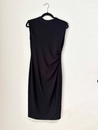 Diane von Furstenberg black sleeveless ruched midi dress, 8