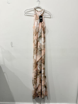 Calvin Klein Floral-Print Sleeveless Halter Maxi Dress Pink/Beige Women's Size M