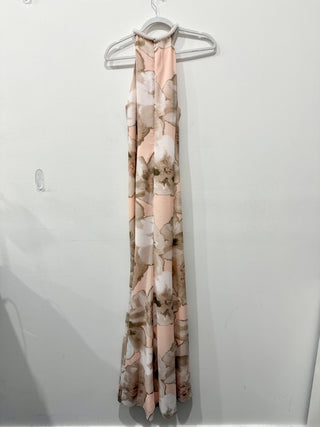 Calvin Klein Floral-Print Sleeveless Halter Maxi Dress Pink/Beige Women's Size M