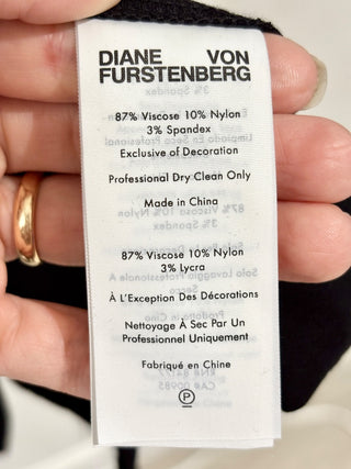 Diane von Furstenberg black sleeveless ruched midi dress, 8