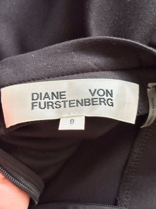 Diane von Furstenberg black sleeveless ruched midi dress, 8