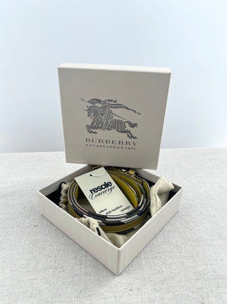 Burberry leather and canvas check trim belt, 36/90