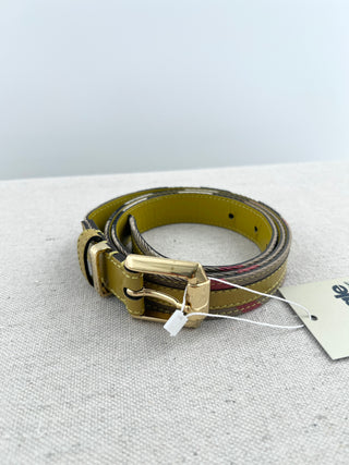 Burberry leather and canvas check trim belt, 36/90