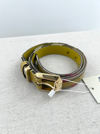 Burberry leather and canvas check trim belt, 36/90