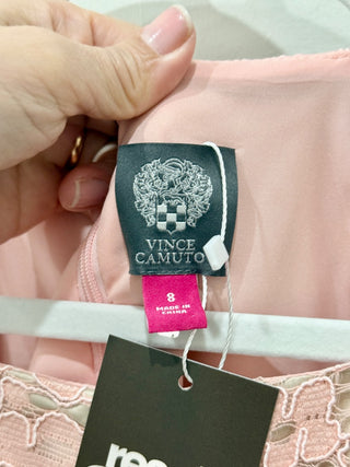 Vince Camuto Sleeveless Lace Halter Neck Sheath Dress Light Pink Women's Size 8