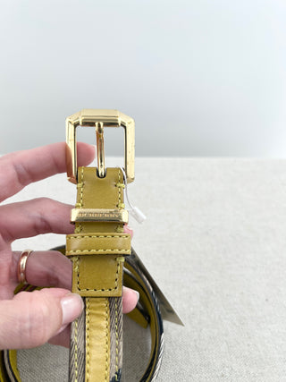 Burberry leather and canvas check trim belt, 36/90