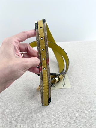 Burberry leather and canvas check trim belt, 36/90