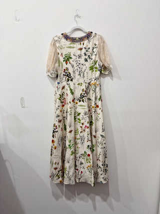 Geisha Designs Donna Floral Lace A-Line Midi Dress White Multi Women's Size M