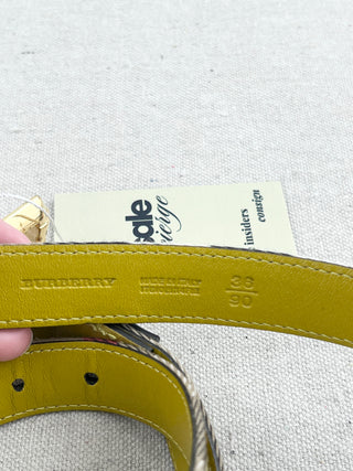 Burberry leather and canvas check trim belt, 36/90