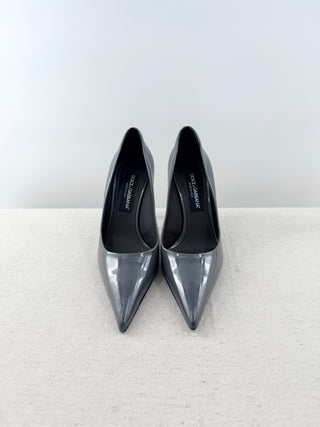 Dolce and Gabbana patent leather logo heel pumps, 41