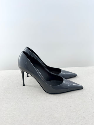 Dolce and Gabbana patent leather logo heel pumps, 41