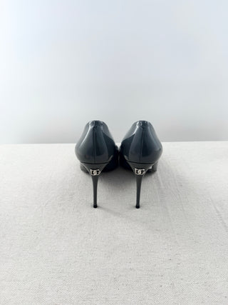Dolce and Gabbana patent leather logo heel pumps, 41