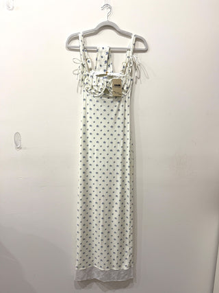 Montce white/blue flowers swim maxi dress, s