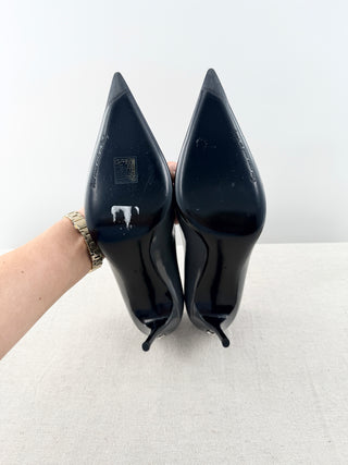 Dolce and Gabbana patent leather logo heel pumps, 41