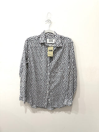 Grayson Anthropologie Floral Print Cotton Button Down Shirt White Blue Womens Size ???