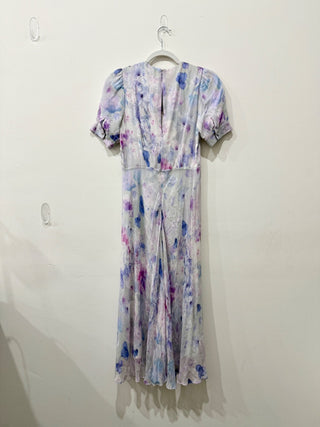 The Kooples Floral-Print Crepe Shirt Midi Dress White/Purple/Blue Women's 1 / S