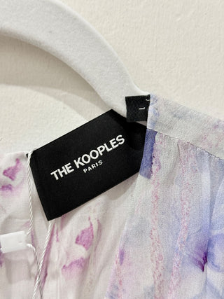 The Kooples Floral-Print Crepe Shirt Midi Dress White/Purple/Blue Women's 1 / S