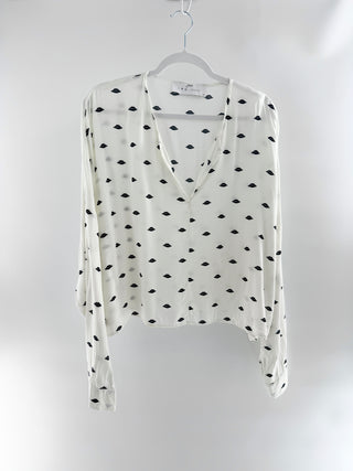 IRO silk boxy top with lip print, 44 FR/ 12 US