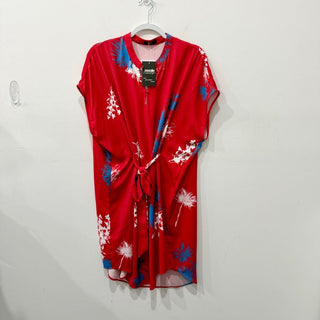 Ruti Dandelion Print Casual Satin Kaftan Mini Dress Red/Blue/White Women's S/M
