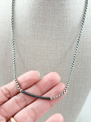 David Yurman petite bar statin diamond necklace sterling silver