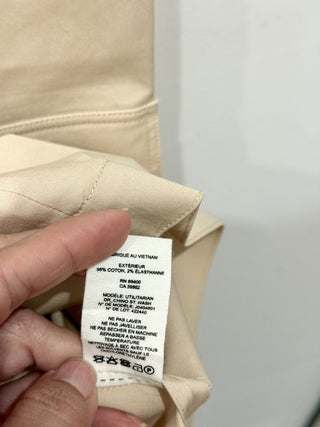 Theory Stretch Split Neck Utilitarian Chino Shift Mini Dress Cream Womens Size 4