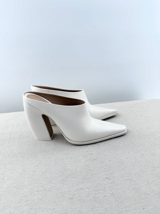 Bottega Veneta slide on block heel leather booties, 41
