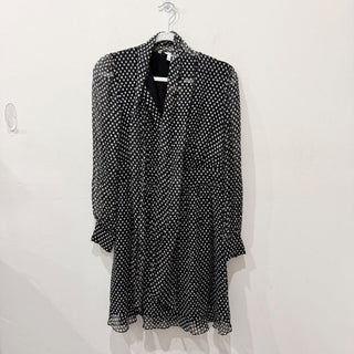 Diane von Furstenberg Arabella Polka Dot Sheer Sleeve Shirt Mini Dress Black 4