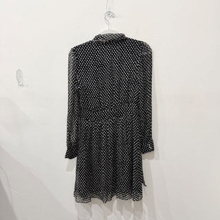 Diane von Furstenberg Arabella Polka Dot Sheer Sleeve Shirt Mini Dress Black 4